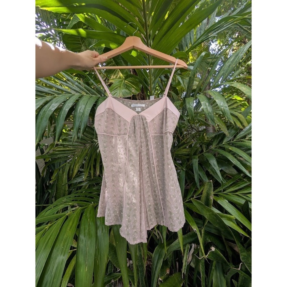 sheer pink babydoll top 100% silk Original Penguin blouse 2 dainty romantic